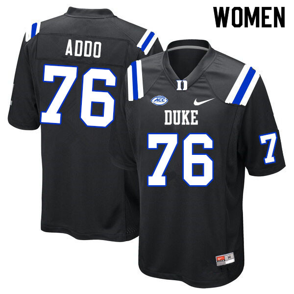 Women #76 Peace Addo Duke Blue Devils College Football Jerseys Sale-Black
